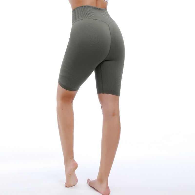 quality No Side Seams High Waist Yoga Shorts 90% Nylon 10% Spandex factory