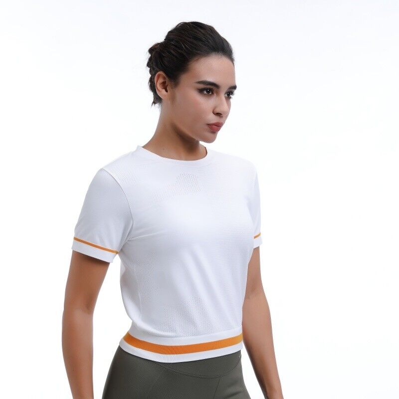 quality Cropped Mesh Workout Short Sleeve Tops 92% Nylon 8% Spandex factory