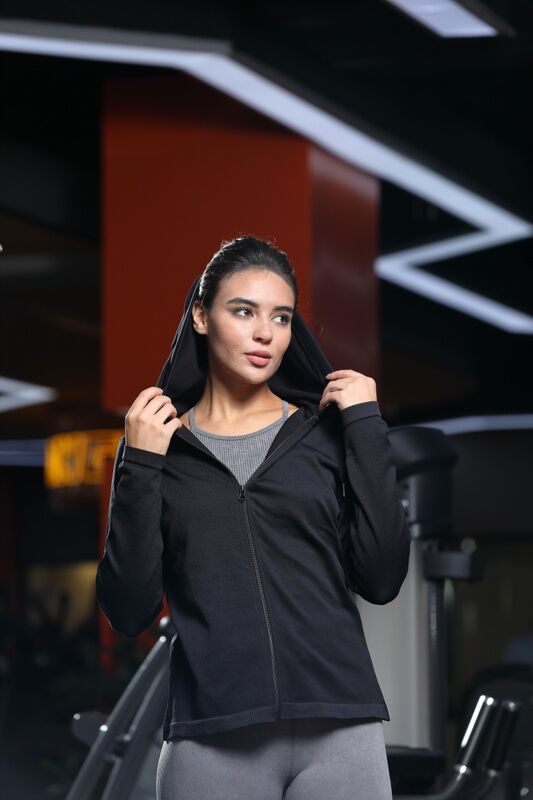 quality Full Zip Long Sleeve Hoodie Anti Bacterial Breathable Seamless factory