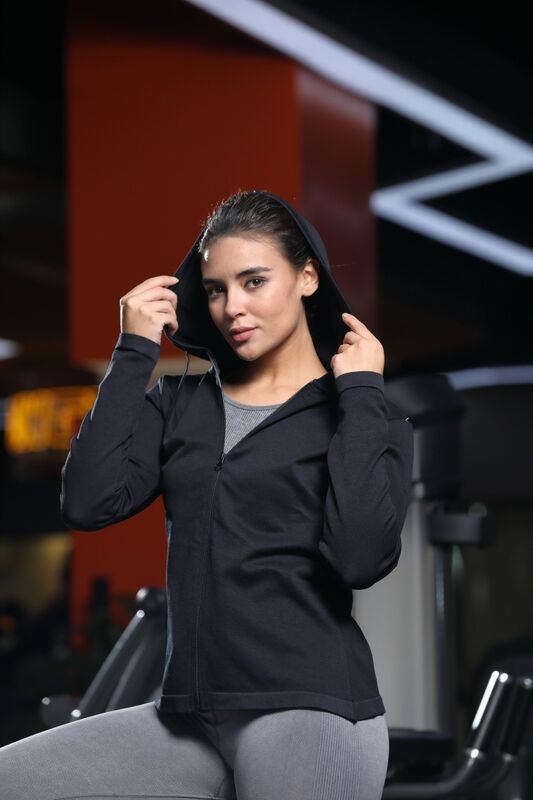 quality Full Zip Long Sleeve Hoodie Anti Bacterial Breathable Seamless factory