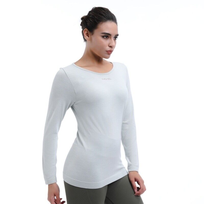 quality Organic Cotton Long Sleeve Yoga Tees Anti Bacterial factory