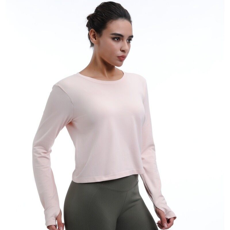 quality Cropped Long Sleeve Shirt Sustainable Breathable With Thumb Holes factory