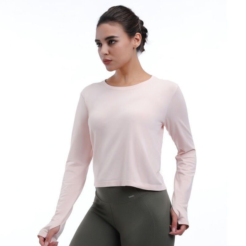 quality Cropped Long Sleeve Shirt Sustainable Breathable With Thumb Holes factory