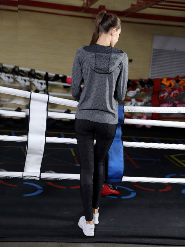 quality Full Zip Gym Wear Jacket Seamless Hooded Moisture Wicking factory