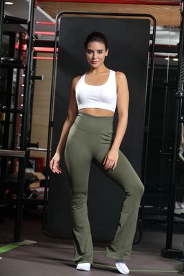 quality Women'S Solid Color Flared Yoga Pants 92% Nylon 8% Spandex factory