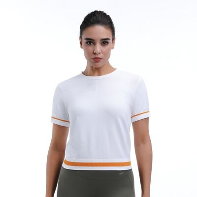 quality Cropped Mesh Workout Short Sleeve Tops 92% Nylon 8% Spandex factory