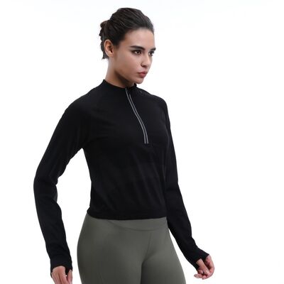 quality Long Sleeve Quarter Zip Tops Breathable Sustainable Quick Dry factory