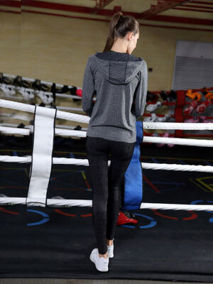quality Full Zip Gym Wear Jacket Seamless Hooded Moisture Wicking factory