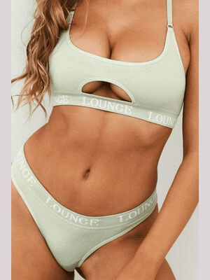quality Elastic Waistband Ribbed Seamless Ladies Underwear Suit 90% Nylon 10% Spandex factory